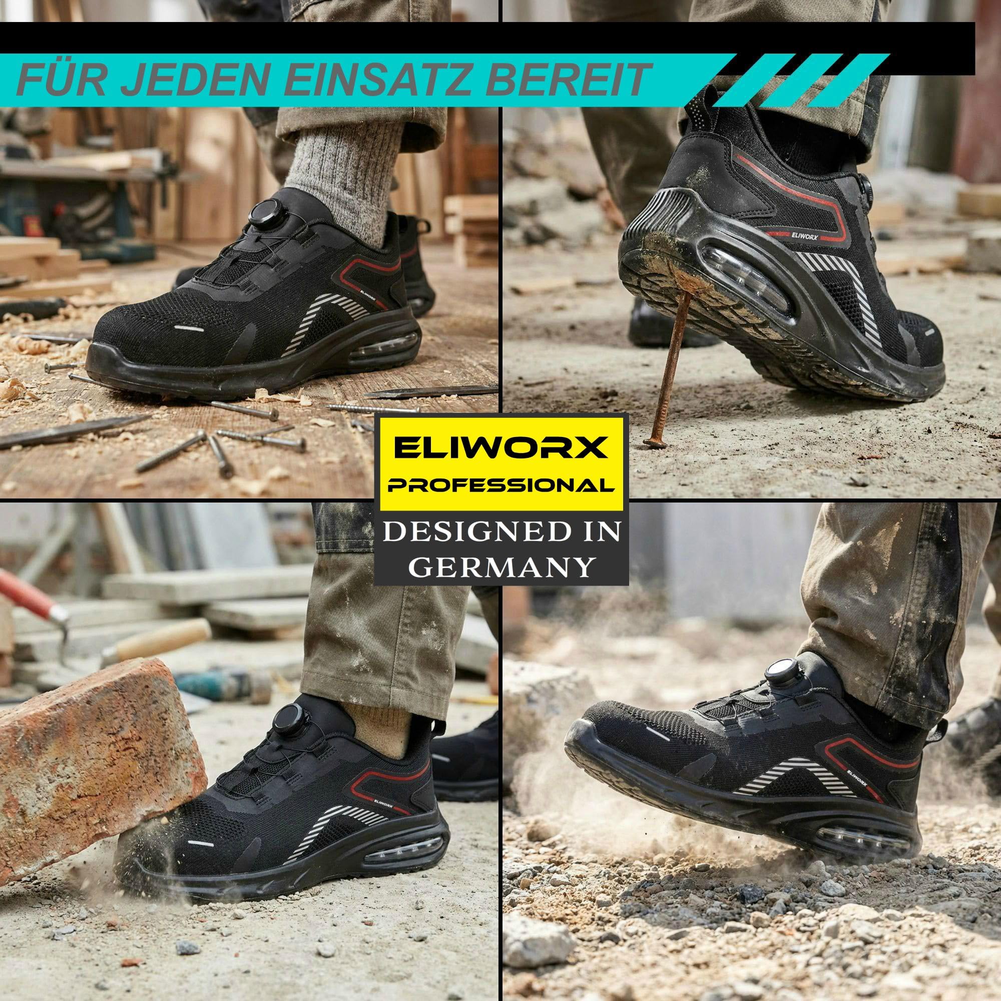 Zapatos de seguridad para hombre S3S SR según la norma EN ISO 20345:2022+A1:2024 con cierre rápido – Twister – Con puntera de acero, plantilla extraíble, antideslizante