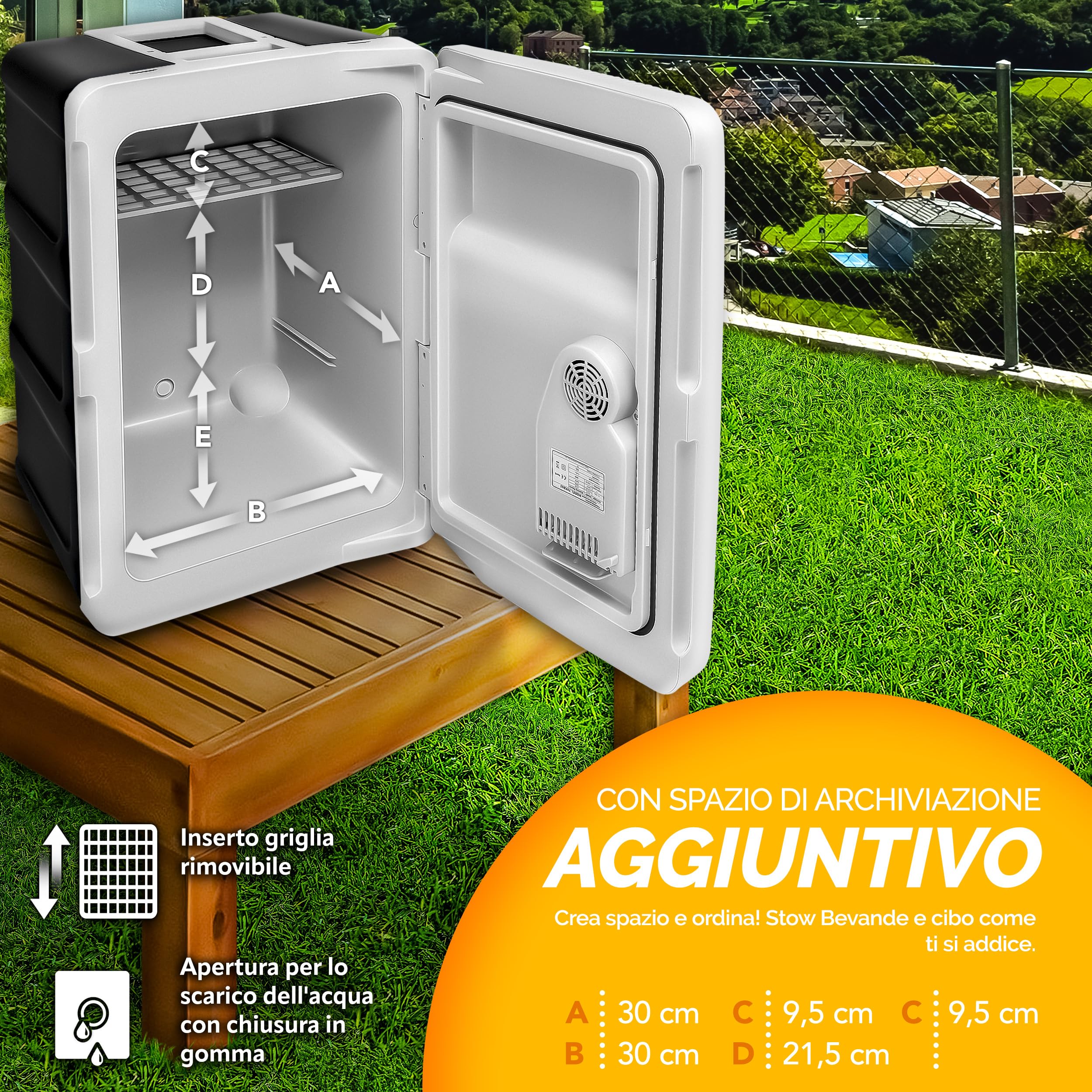 tillvex Frigorifero elettrico Portatile da 40L con rotelle | Mini-frigorifero campeggio da 230 V e 12 V per auto, camion, barca o camper | rinfresca e riscalda | modalità ECO (Antracite)