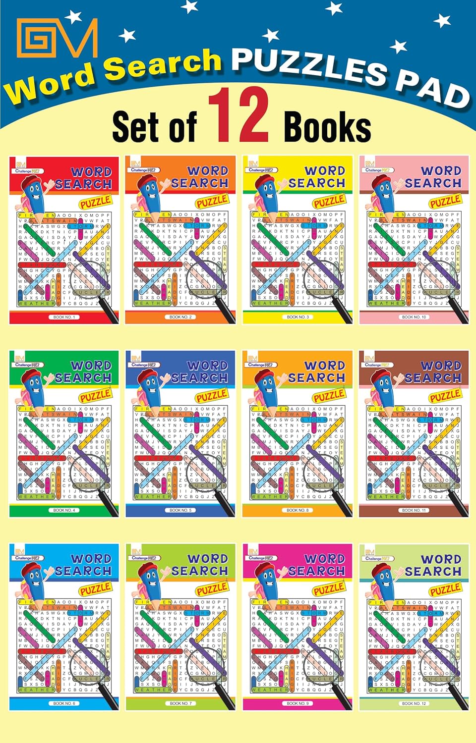 Golden Minds Word Search Puzzle Pad (Set of 12)