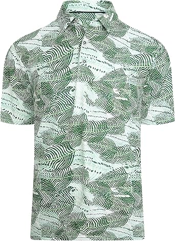 Alex Vando Mens Hawaiian Golf Shirt Moisture Wicking Digital Print Golf Shirts for Men