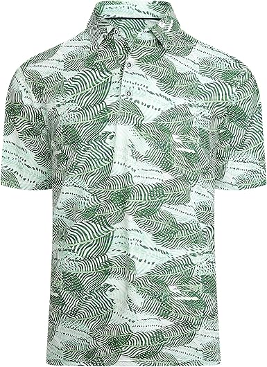 Alex Vando Mens Hawaiian Golf Shirt Moisture Wicking Digital Print Golf Shirts for Men