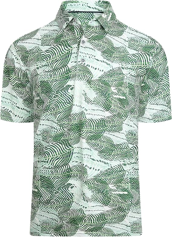 Alex Vando Mens Hawaiian Golf Shirt Moisture Wicking Digital Print Golf Shirts for Men