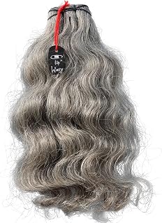 Salt & Pepper Wavy Natural Gray Indian Raw Hair Extension (14" Wavy One Bundle)