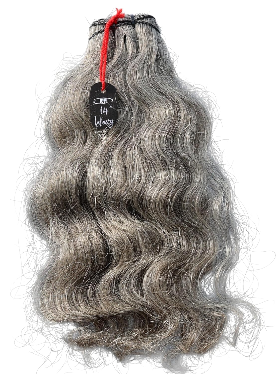 Salt & Pepper Wavy Natural Gray Indian Raw Hair Extension (14" Wavy One Bundle)