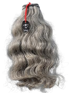 Salt & Pepper Wavy Natural Gray Indian Raw Hair Extension 14" Wavy One Bundle