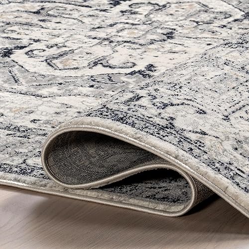 Miniatura 6 de nuLOOM Oliveira - Alfombra de área con flecos y medallones florales, 4 x 6, color azul