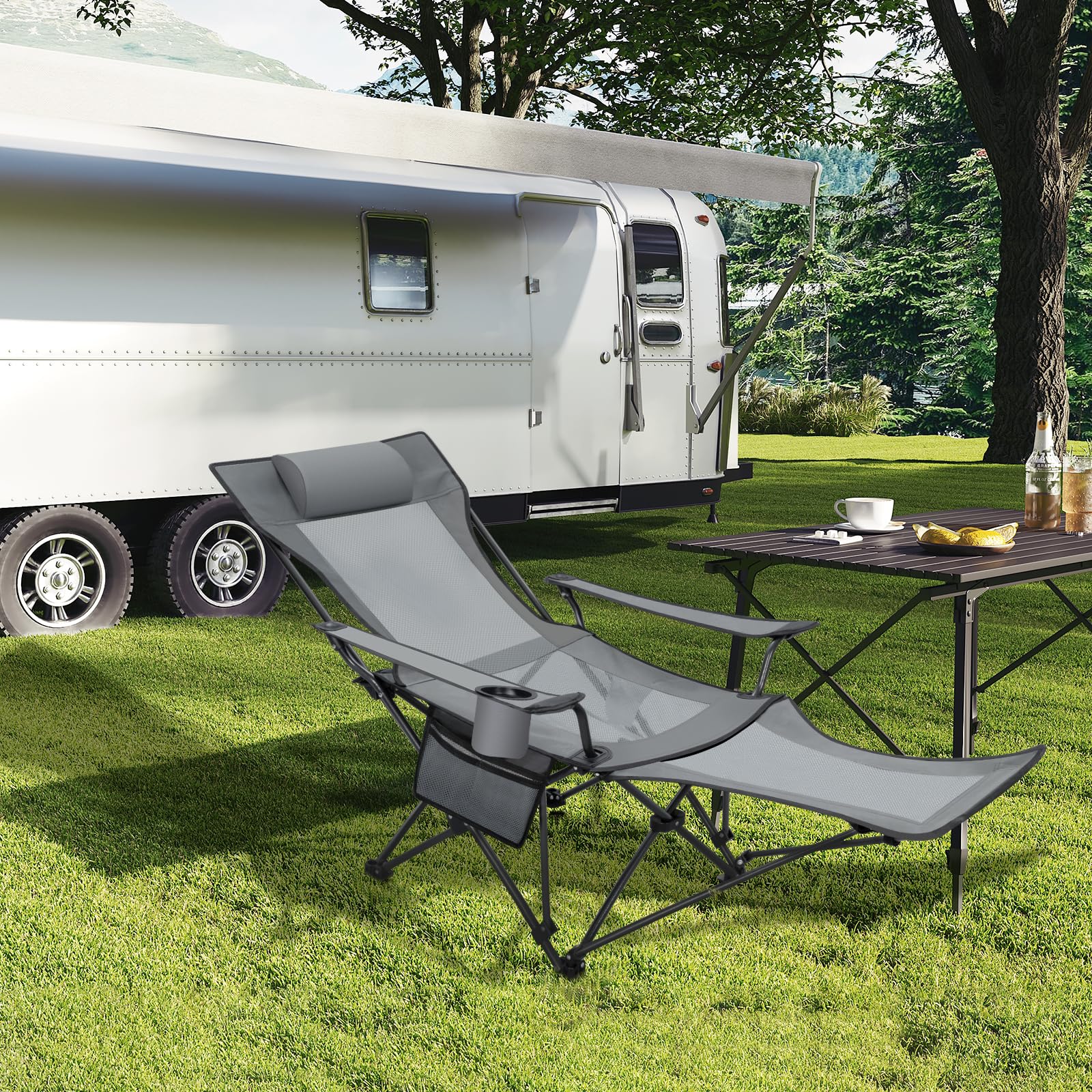 Campingstuhl klappbar, Klappstuhl Leichter für Outdoor, Angelstuhl mit Armlehnen, Strandstuhl Klapphocker für Camping Strand Garten Terrasse