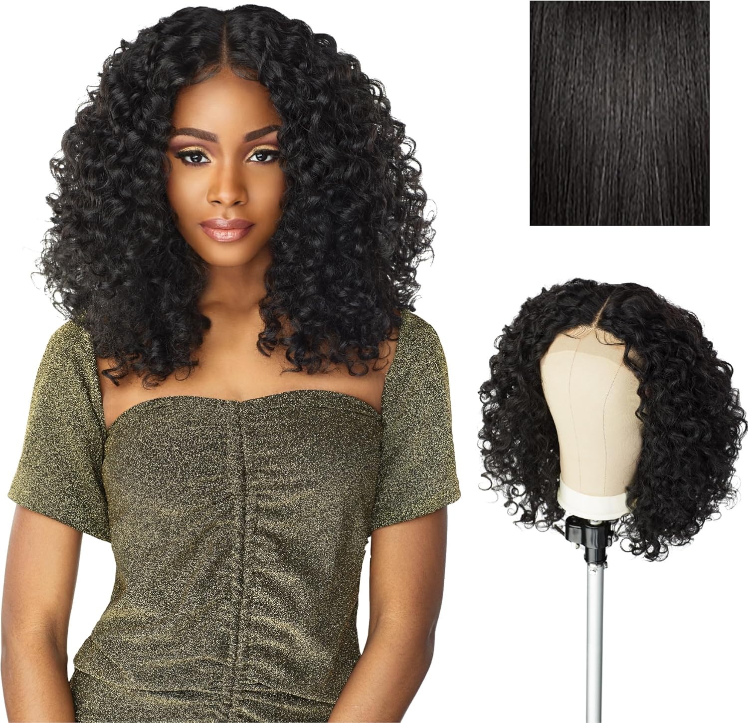 Sensationnel Butta lace front wigs - butta unit 5 glueless extra wide 5 inch deep part synthetic wig preplucked hairline hd lace with babyhair - Butta unit 5 (1B OFFBLACK)