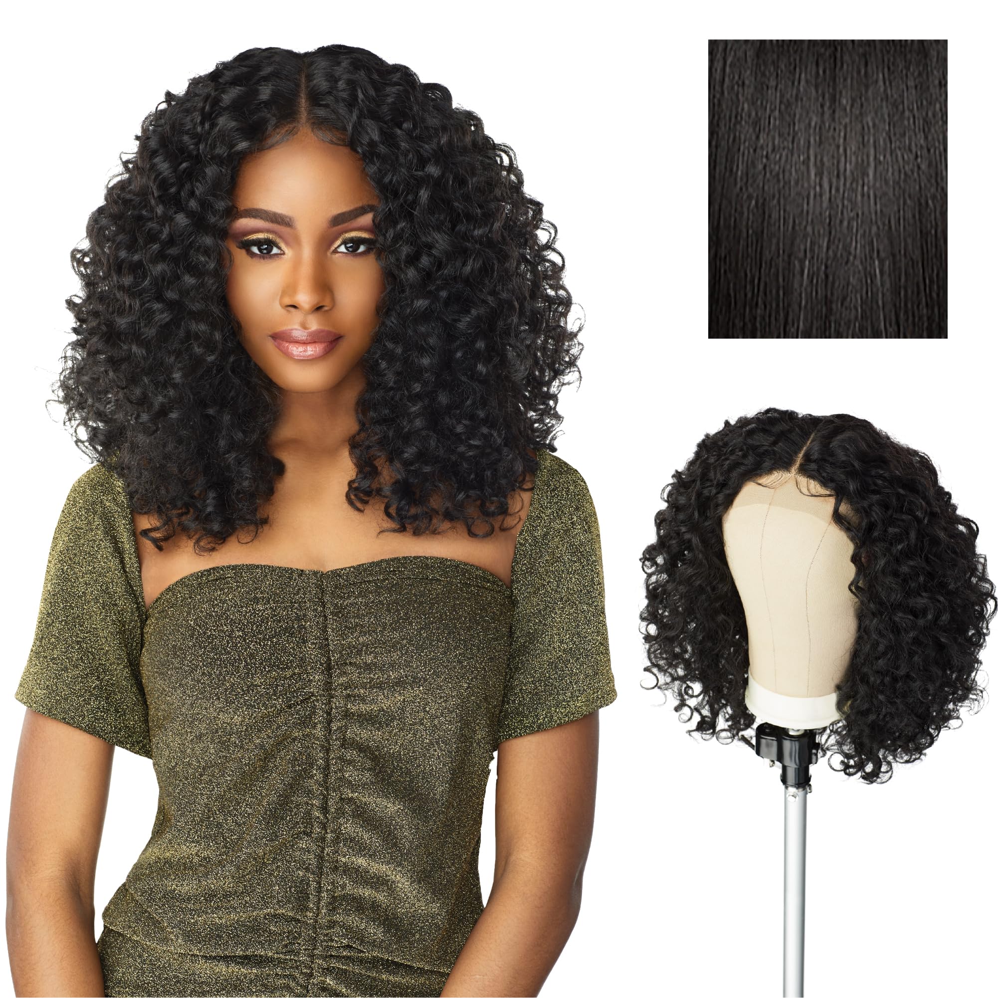 Sensationnel Butta Lace Wigs - Unit 5 Extra Wide 5 Inch Deep Parting Synthetic Preplucked Hairline Glueless Lacefront (1B OFFBLACK)