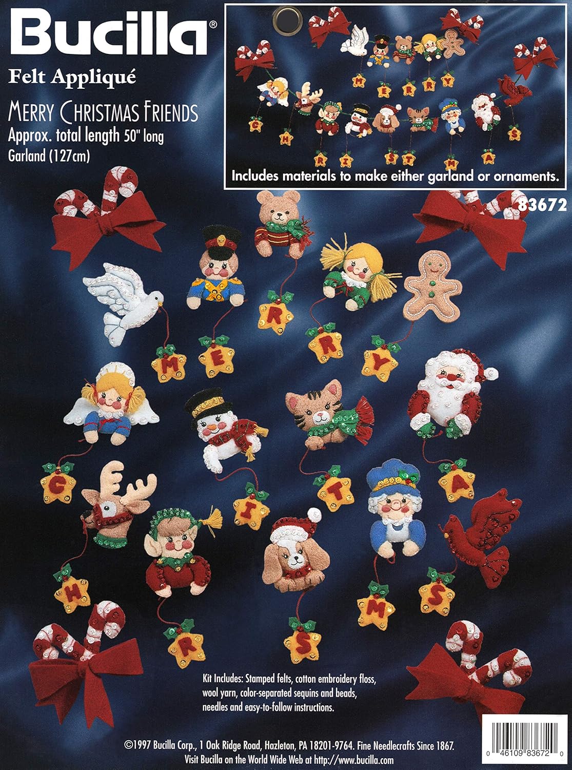 Bucilla "Merry Christmas Friends" Felt Applique Kit 83672