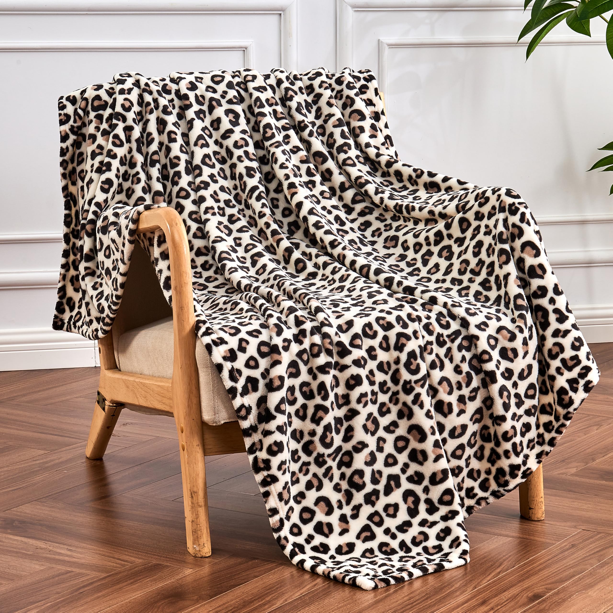 WildCozy | Fleece deken met luipaardprint, superzachte flanellen plaid