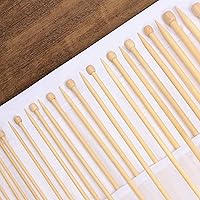Vista 6 de Curtzy Juego de agujas de tejer de bambú, 16 pares de agujas de tejer rectas de madera con estuche de almacenamiento, de una sola punta en tamaños