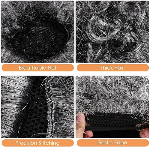 Miniatura 3 de URATOT Juego de peluca de 5 piezas para niños de 100 días de escuela, peluca con cadena de gafas, collar de perlas, pulsera, lentes