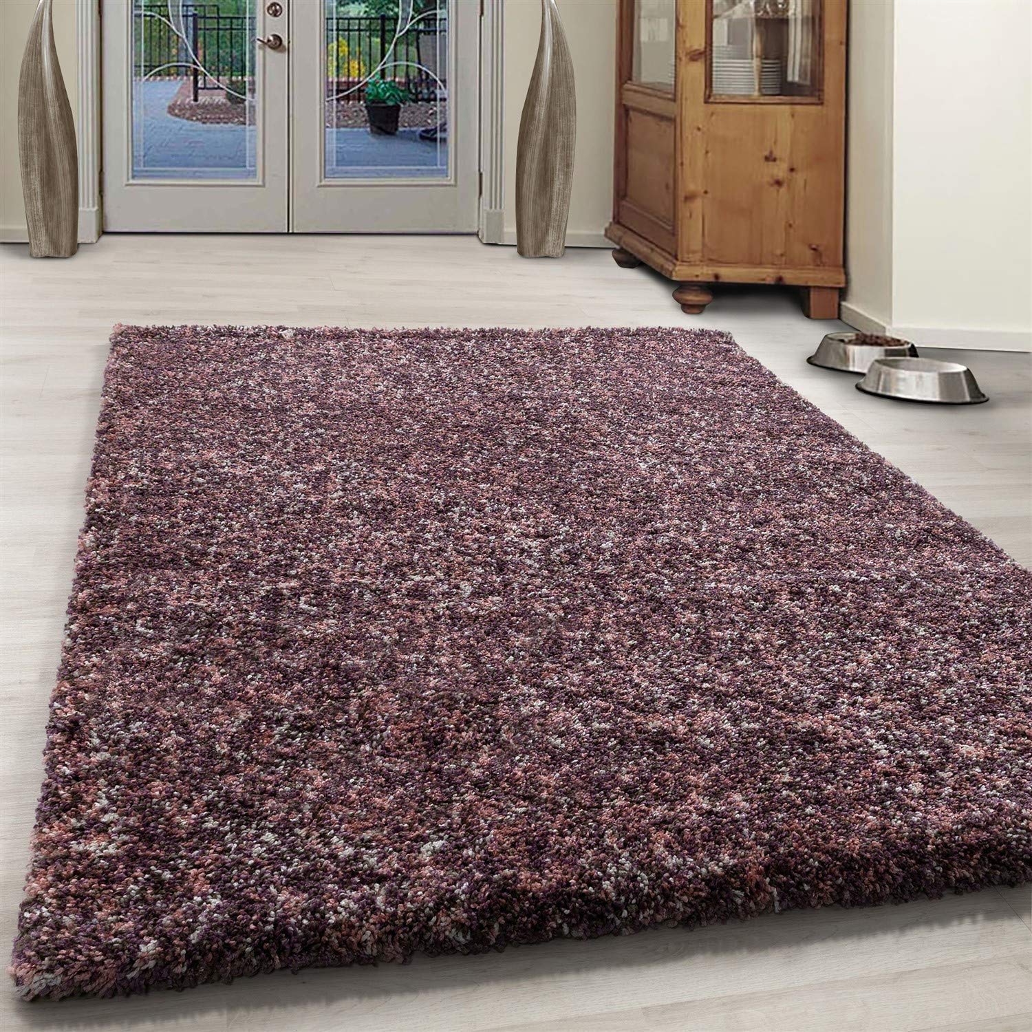 Bravich Medium Pink Purple and Beige Brown Mix Blend Pattern Design Mix Thick Shag 5cm Super Soft High Deep Pile Shaggy Area Rug/Living Room Rug Carpet 80x150 cm (2ft7 x 4ft11) โ image 1