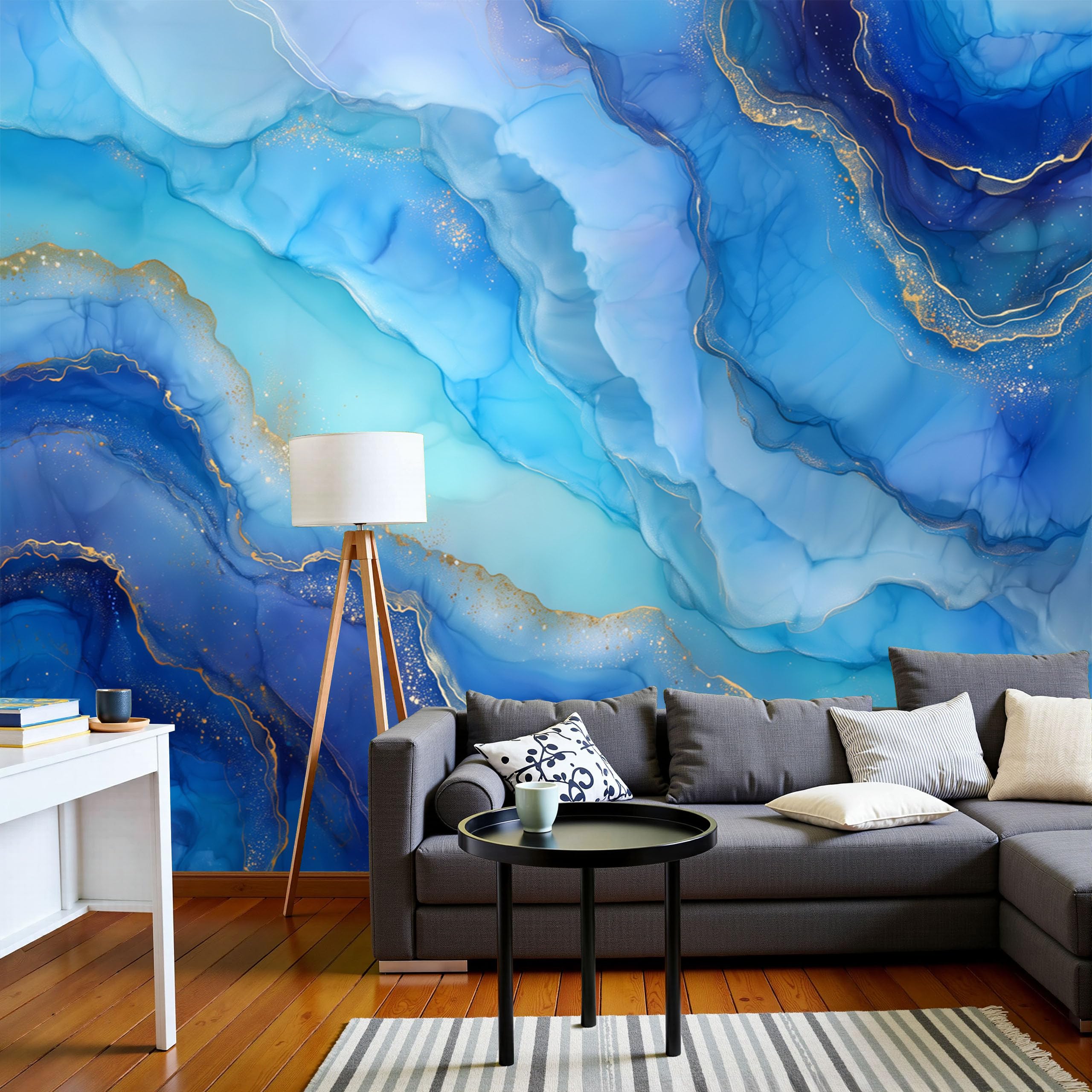 Tapisserie Panoramique Salon Bleu Royal pour une Ambiance Cosy