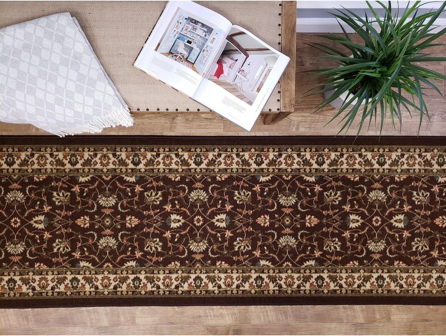 Rubber Backed Hallway Runner Rug, Runner 31 x 120 inch (10 ft Runner), Multicolor Striped, Non Slip, Kitchen Rugs and Mats
