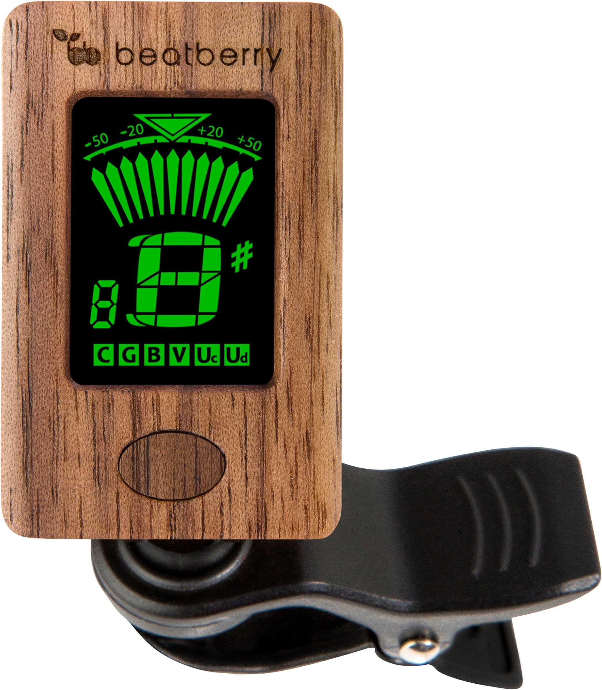 Beatberry Wooden Clip-On Tuner | Chromatic Tuner for Guitar Bass Ukulele Banjo Cello Violin | With High Quality Wooden Gift Packaging | Perfect as a Christmas Gift for Musicians