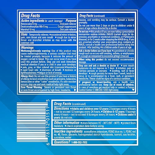 Miniatura 7 de Chloraseptic - Pastillas para el alivio total de dolor de garganta + Tos, sabor a cereza silvestre sin azúcar, 15 unidades