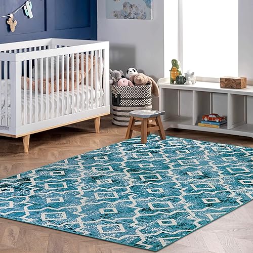 Miniatura 6 de Wonnitar Alfombra marroquí lavable a máquina, 5 x 7 pies, diseño geométrico grande, moderno, geométrico, para sala de estar, cuarto de bebé, tapete