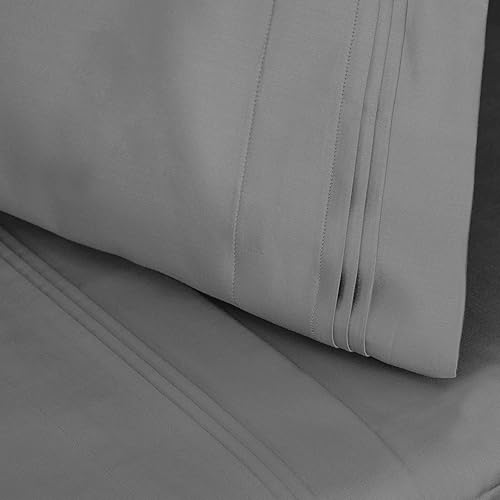 Miniatura 5 de Juego de fundas de almohada tamaño grande de algodón egipcio, de 1500 hilos, de color liso., gris, King