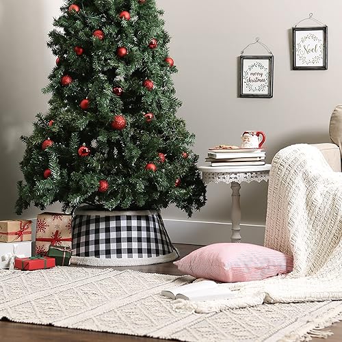 Miniatura 5 de DII Collar de árbol de Navidad decorativo para soporte de metal de árbol de Navidad artificial o en vivo, diámetro superior de 18 pulgadas, diámetro