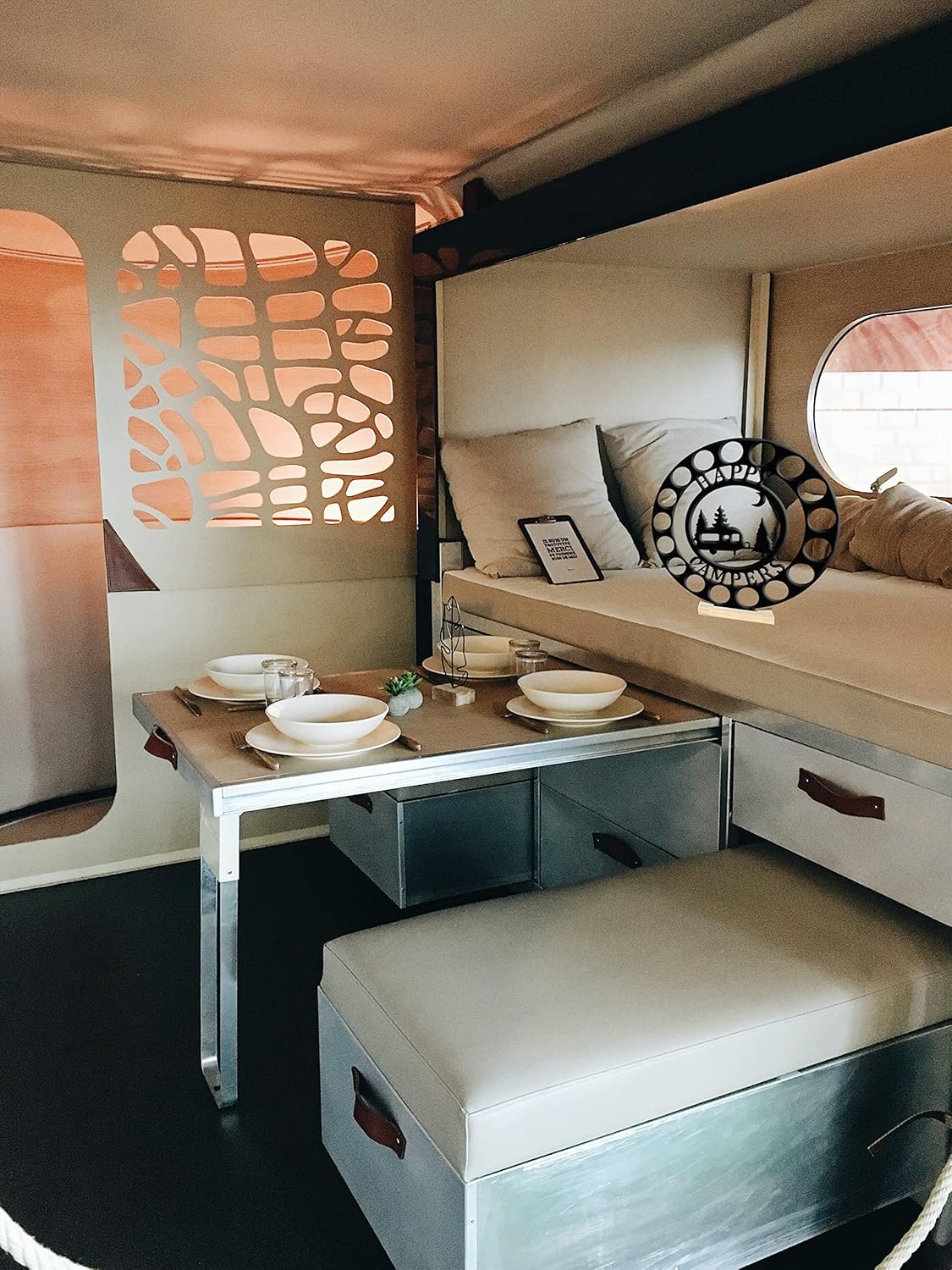 PK Décor Camper Gifts for Women or Couple, Happy Campers Camping Coffee Storage Station, Personalized Coffee Lover Gift for Women or Men (Camper Customized)