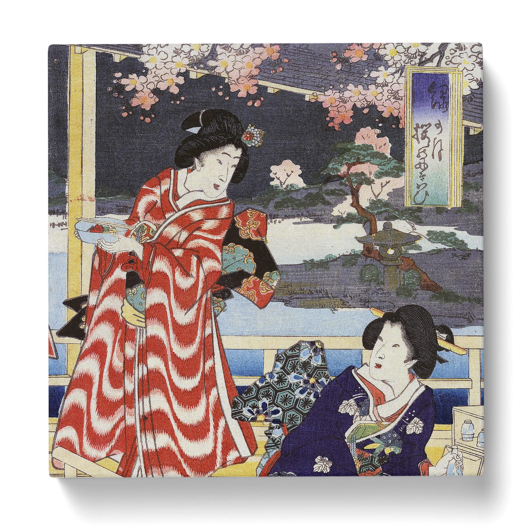 Two Women on a Veranda by Toyohara Kunichika Canvas Print, Mixed, 35L x 35W cm - Image 2
