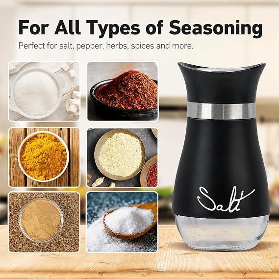 Salt and Pepper Shakers, Set of 2, 120 ml Glass Spice Dispensers