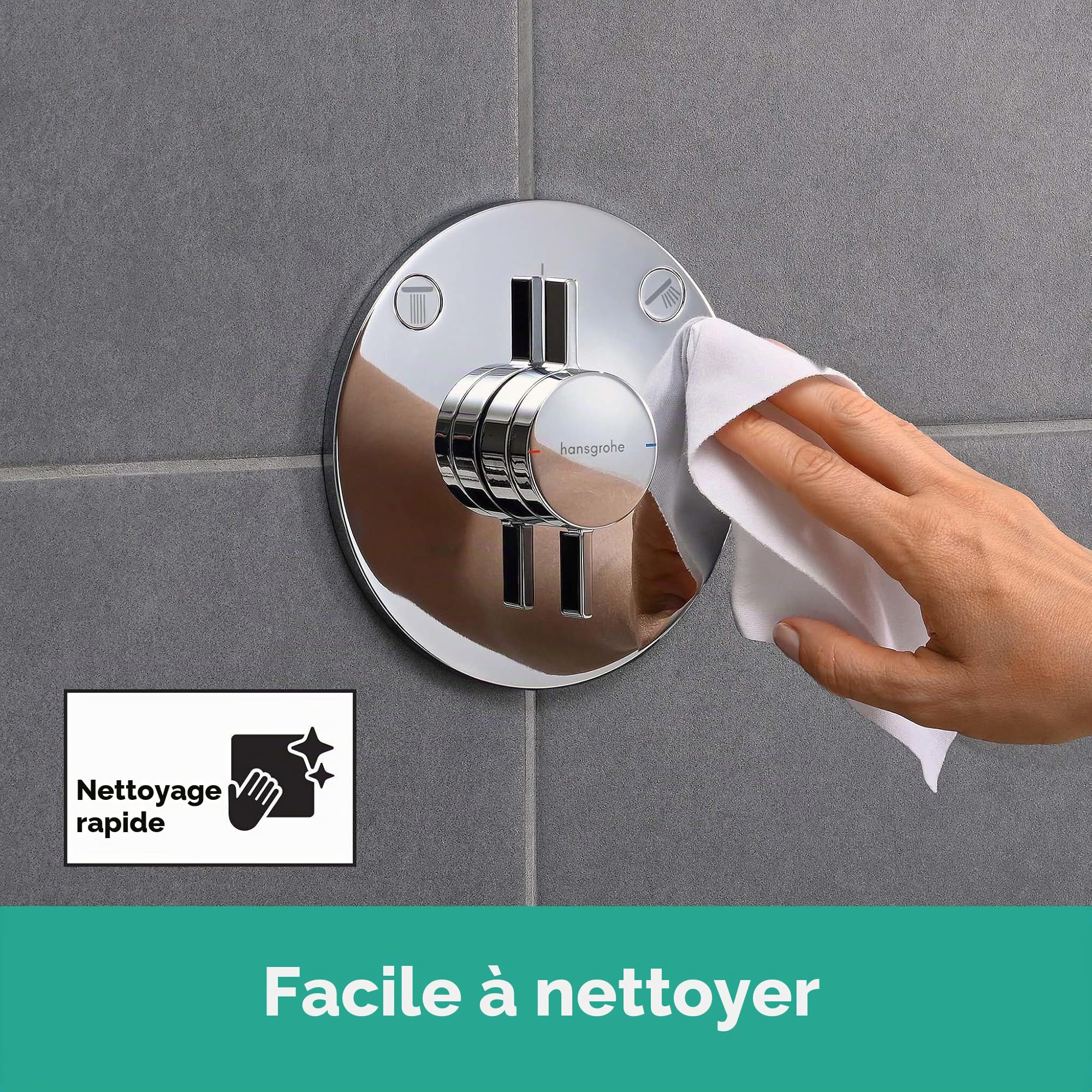 hansgrohe DuoTurn S - Mitigeur de douche encastré, Robinet douche rond 2 sorties, Mitigeur monocommande pour iBox universal 2, Chromé, 75418000
