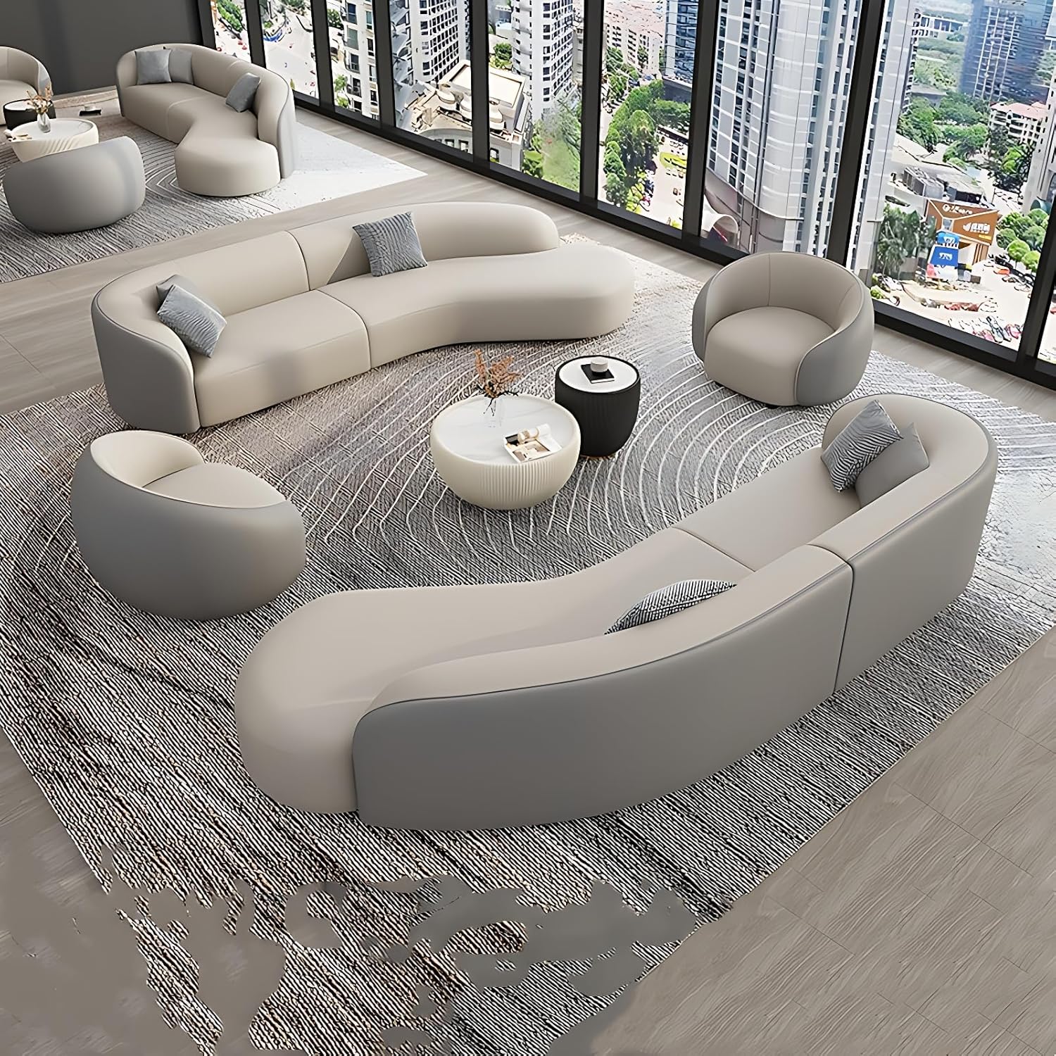 Sofa Set for Living Room - Luxurious Couches for Living Room, Elegant Sectional Couch, Modern Couch with Coffee Table, Suitable for Office, Cafe, Bar (2Sofa B+2 Chairs B+Table, 126.0")