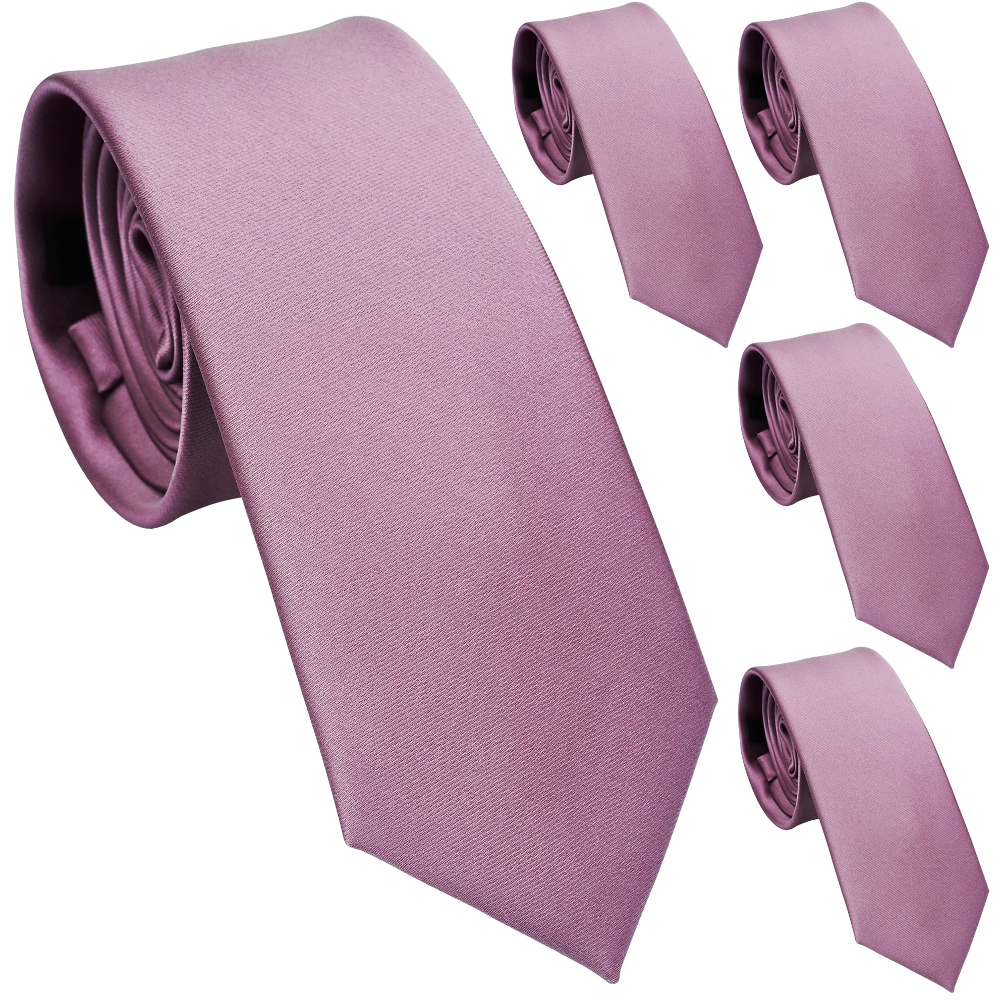 Skinny Ties for Men, 2.5-Inch Slim Neckties, Solid Color Packs