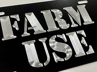 Silver Engraved Farm Use Black Car Tag Diamond Etched Metal Front License Plate