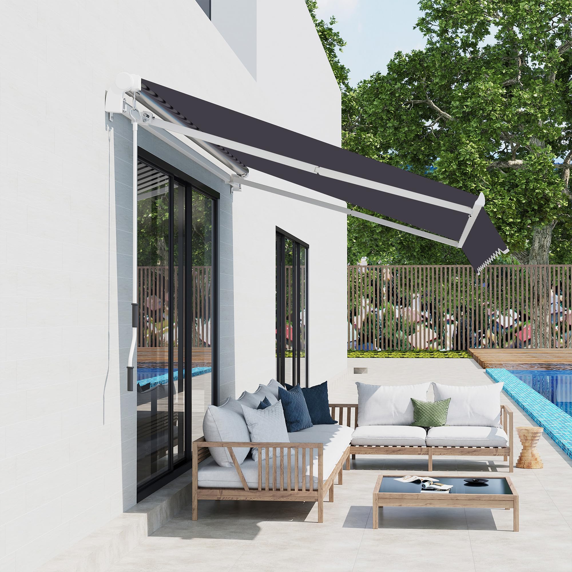 Toile De Remplacement Pour Pergola Outsunny 3x2m - Protection UV30+ - Gris Foncé - 8 Trous Drainage