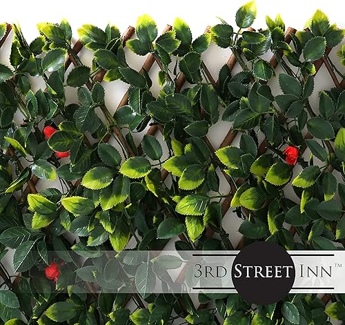 Miniatura 2 de 3rd Street Inn Leaf Trellis - Panel de vegetación de bambú - Sustituto de valla de privacidad de boj e hiedra - Cerca flexible DIY (1, ratán rosa