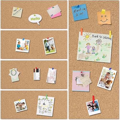 Miniatura 4 de AKTOP Tablero de anuncios de corcho de 17 x 8 pulgadas, azulejos de corcho de 12 pulgada de grosor, paquete de 6 tableros de pines pequeños para