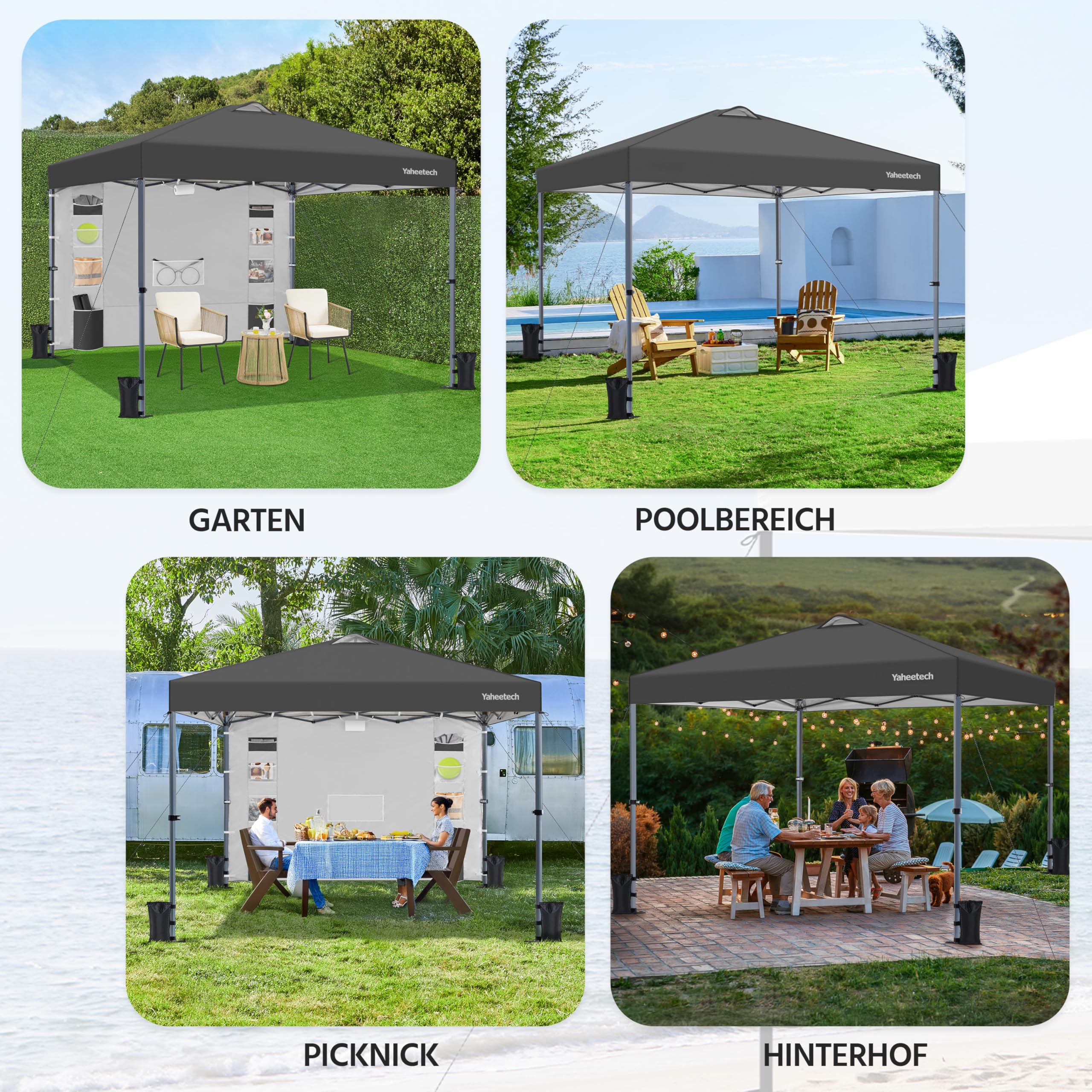 Pavillon Zelt mit Seitenwand & Aufbewahrungstaschen aus Mesh-Gewebe Pop-Up-Pavillon