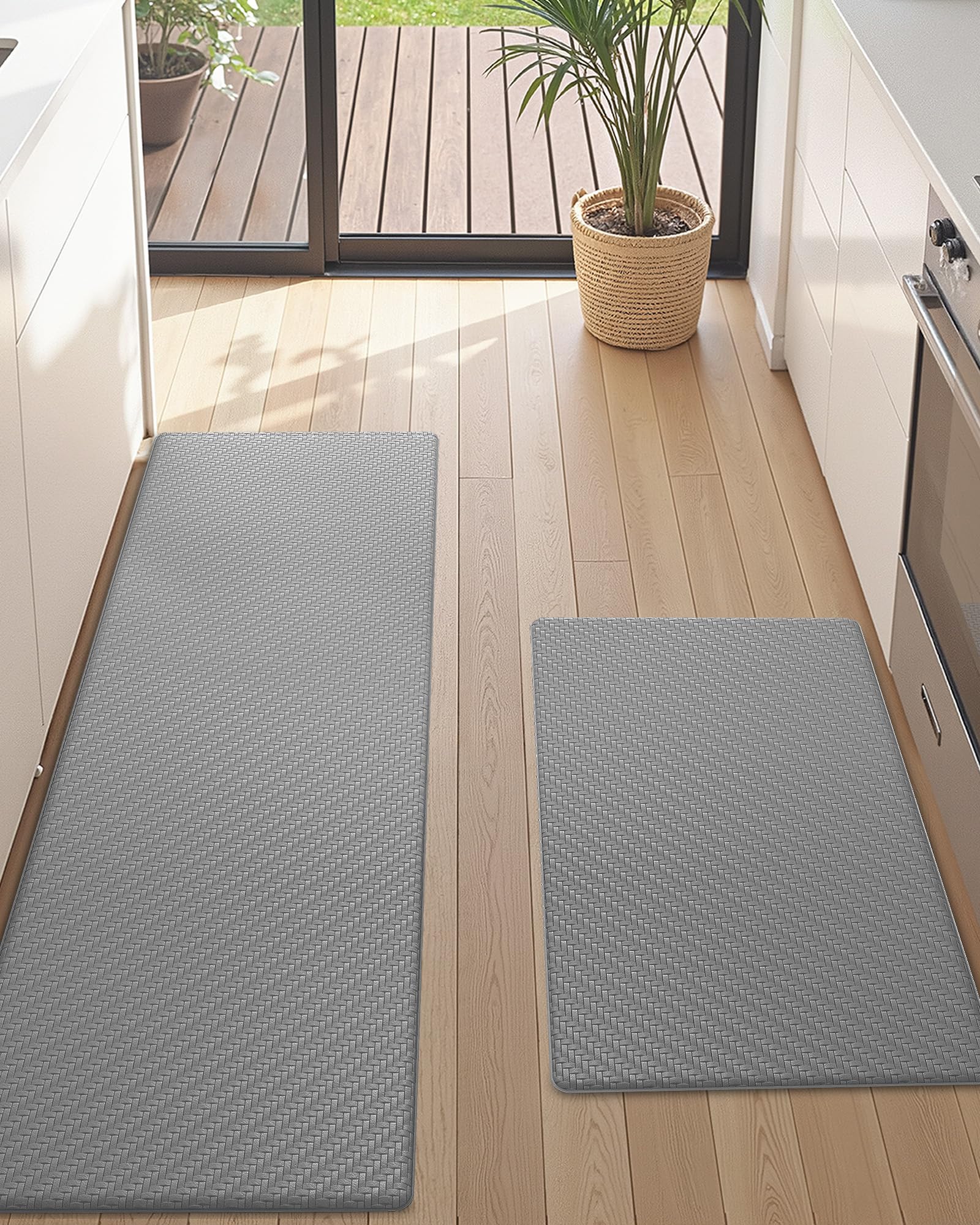 Color&Geometry Kitchen Rug Set 2 Piece Kitchen Runner Rug Kitchen Floor Mat, Cushioned Anti Fatigue Kitchen Mat Non Skid Waterproof Comfort Standing