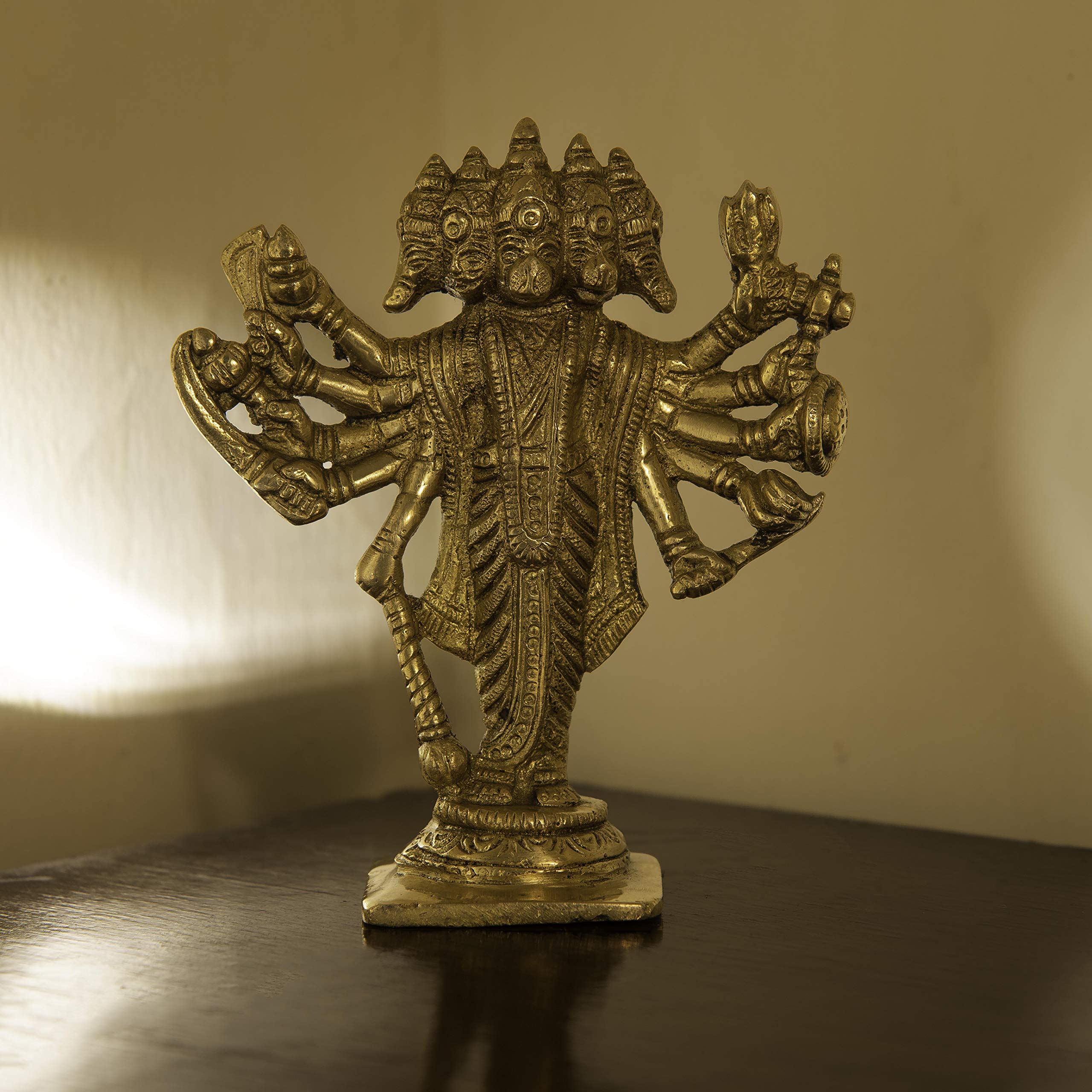 GURU JEE™ Brass Murti Lord Hanuman Hindu God Panchmukhi Idol Five Face Statue Home Decor Pooja Mandir Gift - Image 7 thumbnail