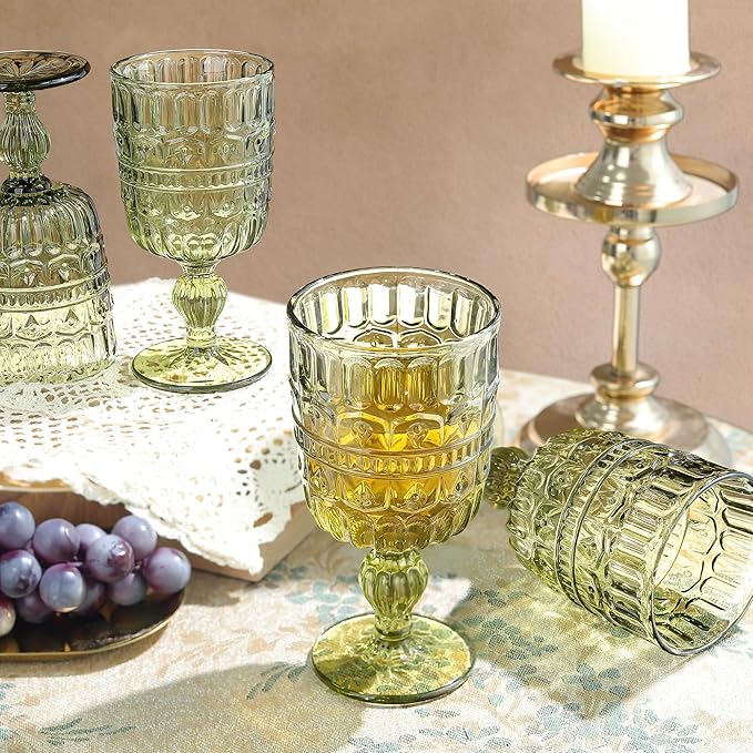 Set de 4 Copas de Vino Vintage Verde Joeyan, 10 oz, Apto Lavavajillas miniatura 6