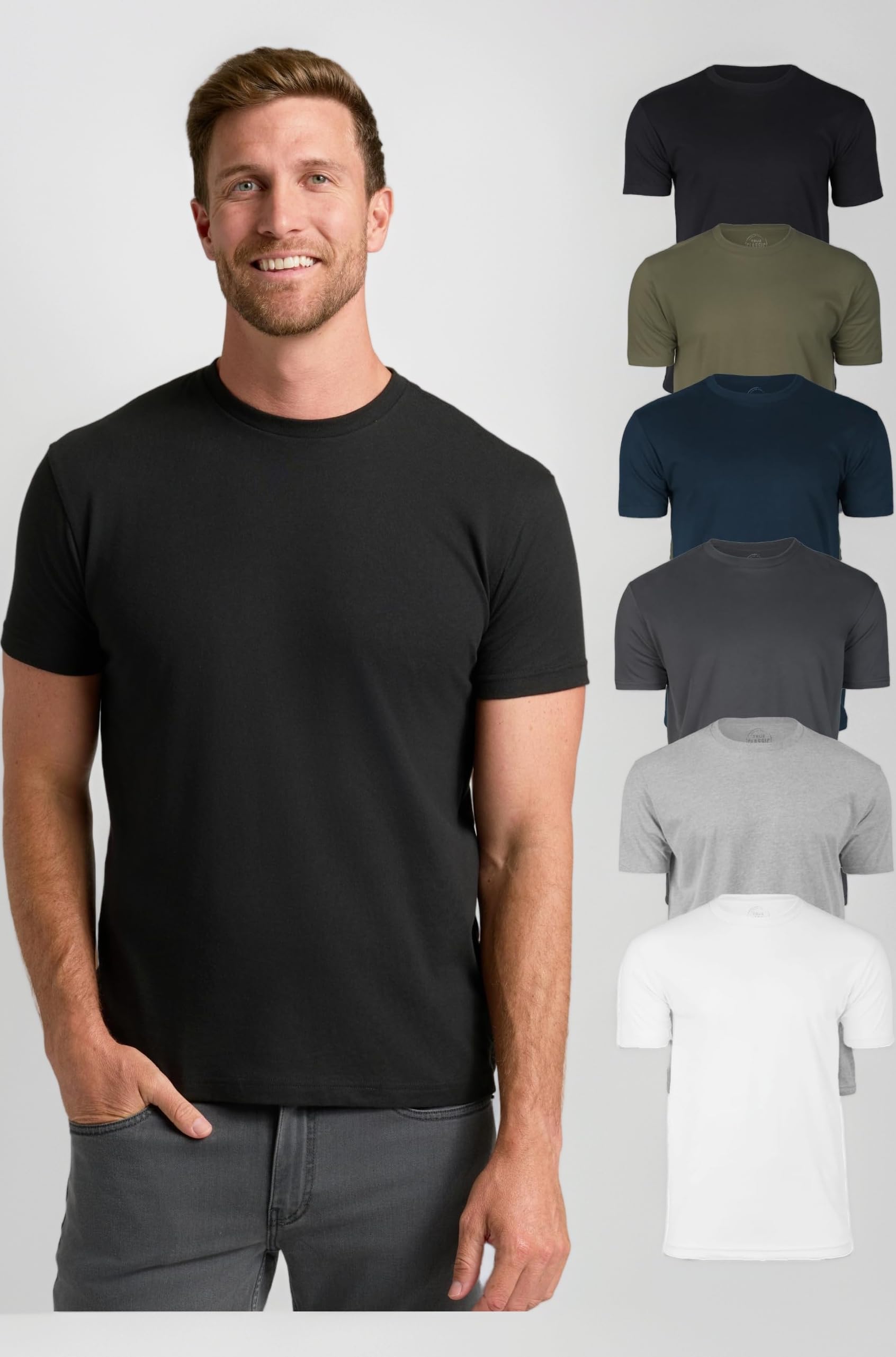 Men's Cotton Blend Round Neck T-Shirt, Half Sleeve, Black