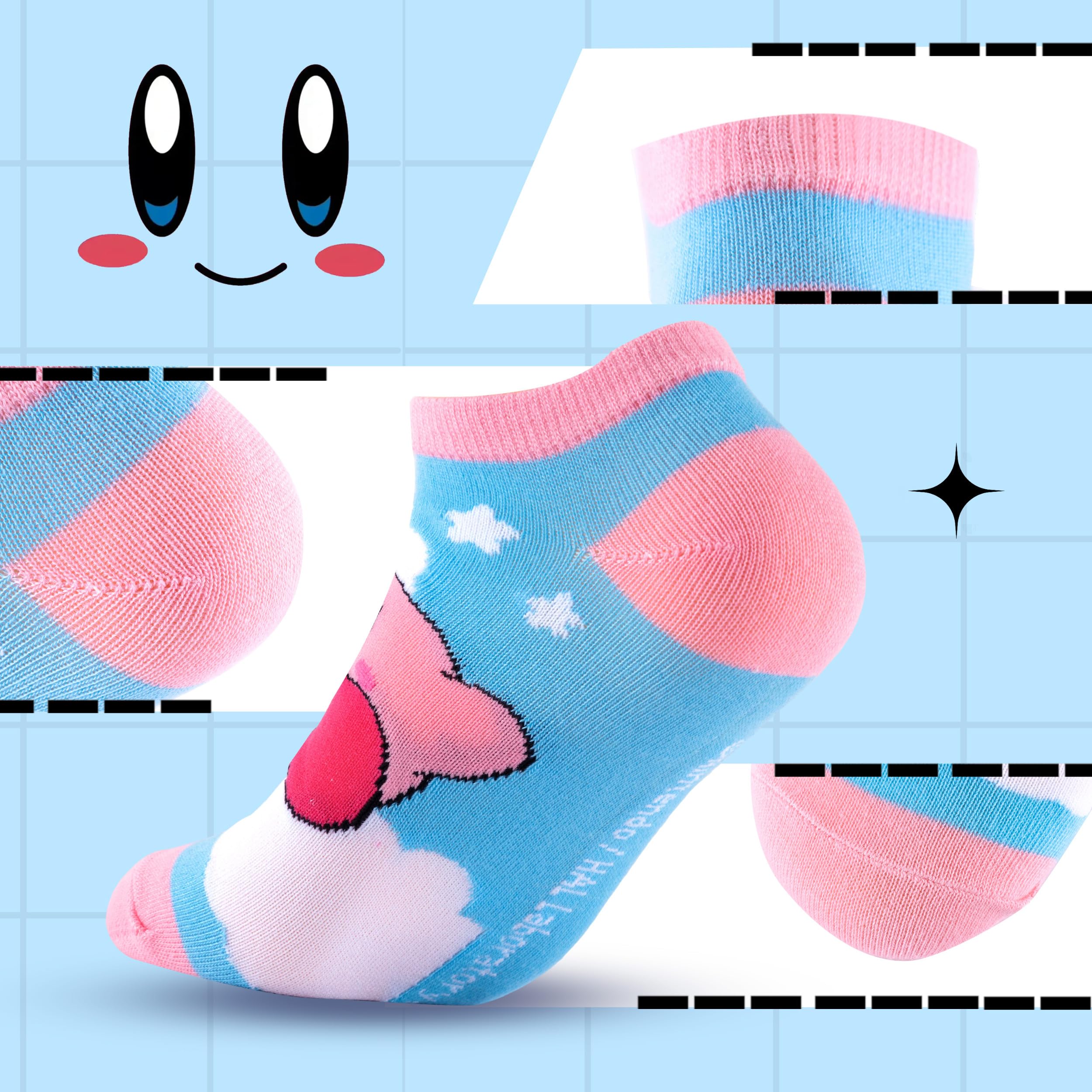 4 Paar Kirby Mädchen Baumwolle Crew Socken Frauen Anya Figuren gedruckte Knöchelsocken Set für Fans Geschenk