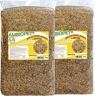 Ambiopet Soldatenfliegenlarven (Hermetia) getrocknet 5 + 5kg Packung, Black Soldier Fly, Protein- und fettreiches Wildvogelfutter, reich an Calcium und Laurinsäure product image