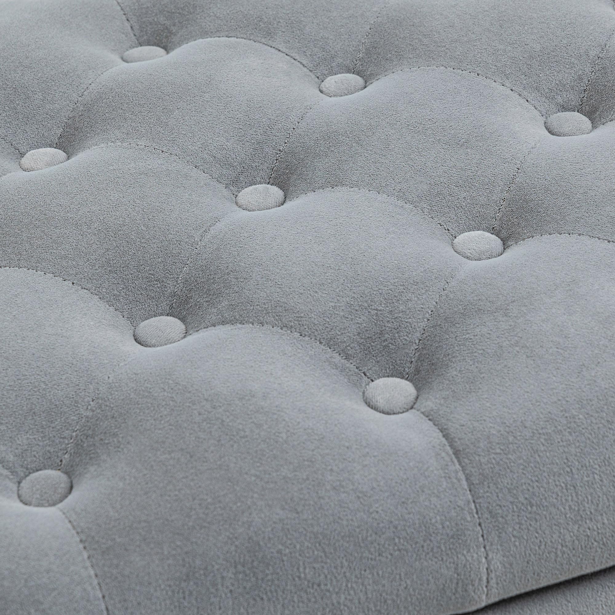 HOMCOM Banc de Rangement Bout de Lit avec Accoudoirs 126x48,5x57 cm Gris | Coffre de Rangement, Tissu Velours Rembourré et Capitonné, Charge jusqu'à 220 kg, pour Salon, Chambre, Entrée