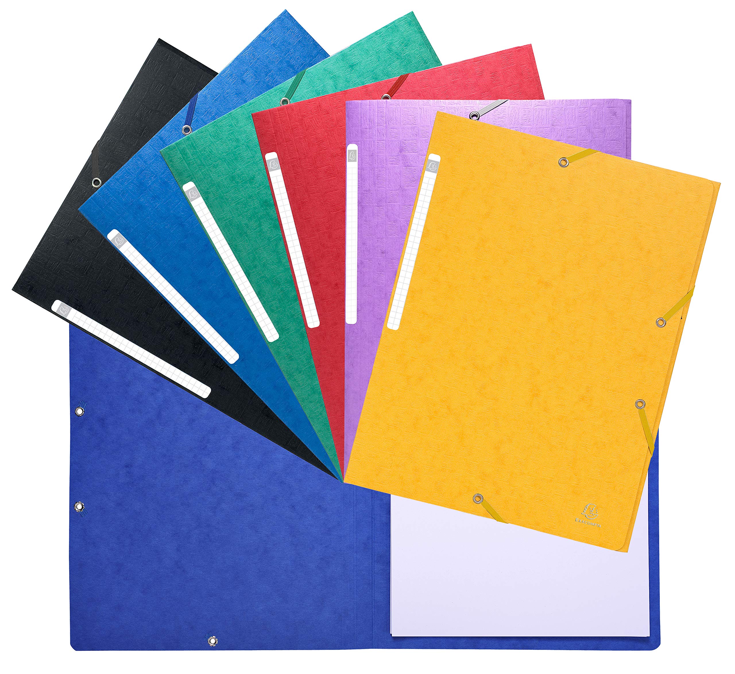 Exacompta - rif. 5590E - cartone da 20 cartellette con elastici senza lembi Scotten - buste in carta lustrée goffrata 600g/m2 - dimensioni 24X32 cm per documenti in formato A4 - colori assortiti
