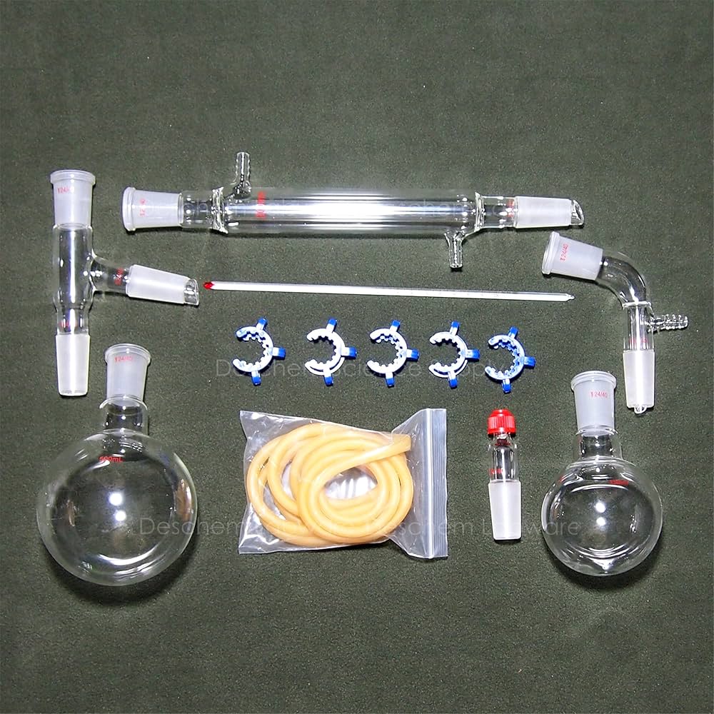 Amazon | Deschem 500ml 24/40 減圧蒸留装置 研究室のガラス製品