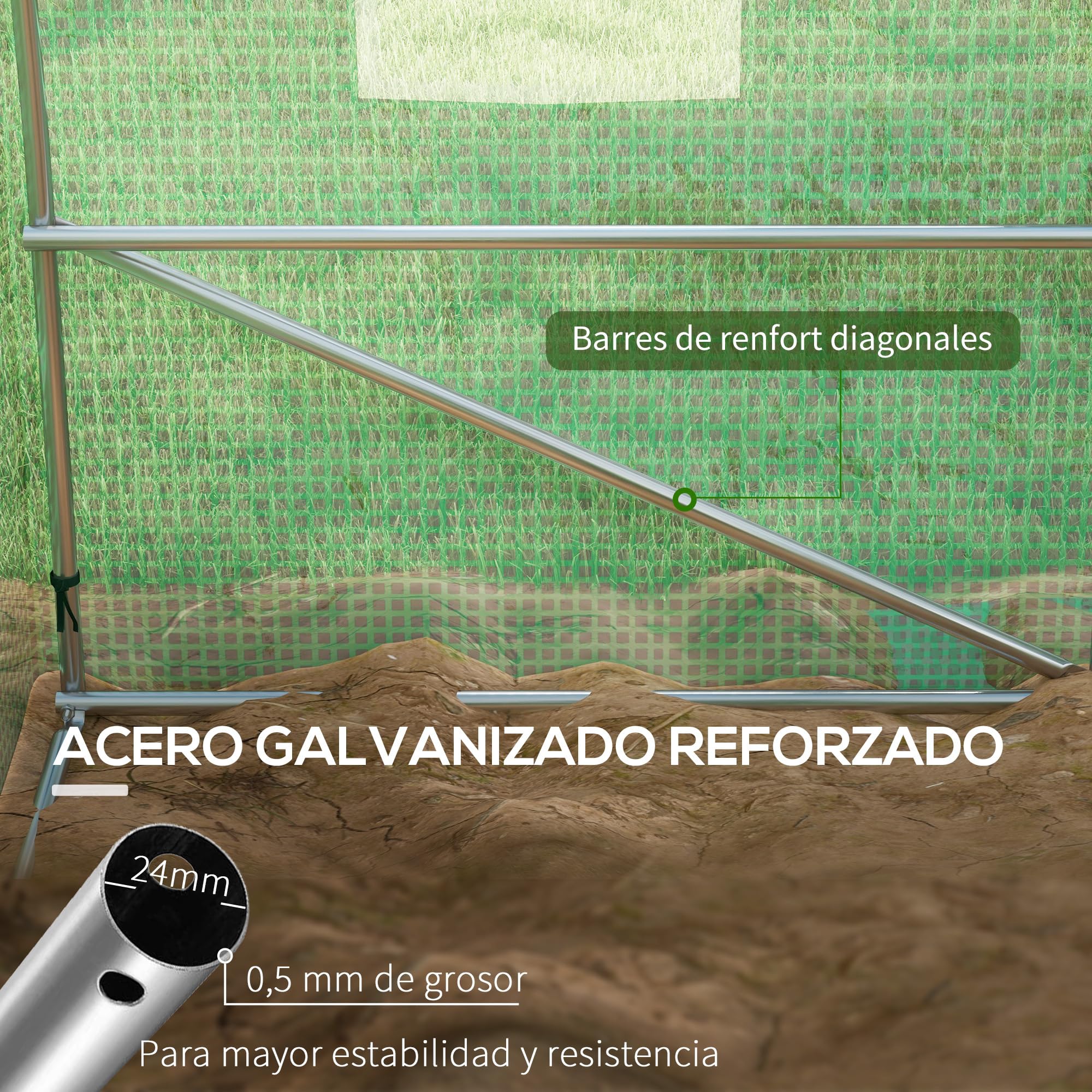 Outsunny Invernadero de Exterior 6x3x2 m con Sistema de Riego Integrado y 12 Ventanas con Malla y 1 Puerta Enrollable para Jardín Patio Verde