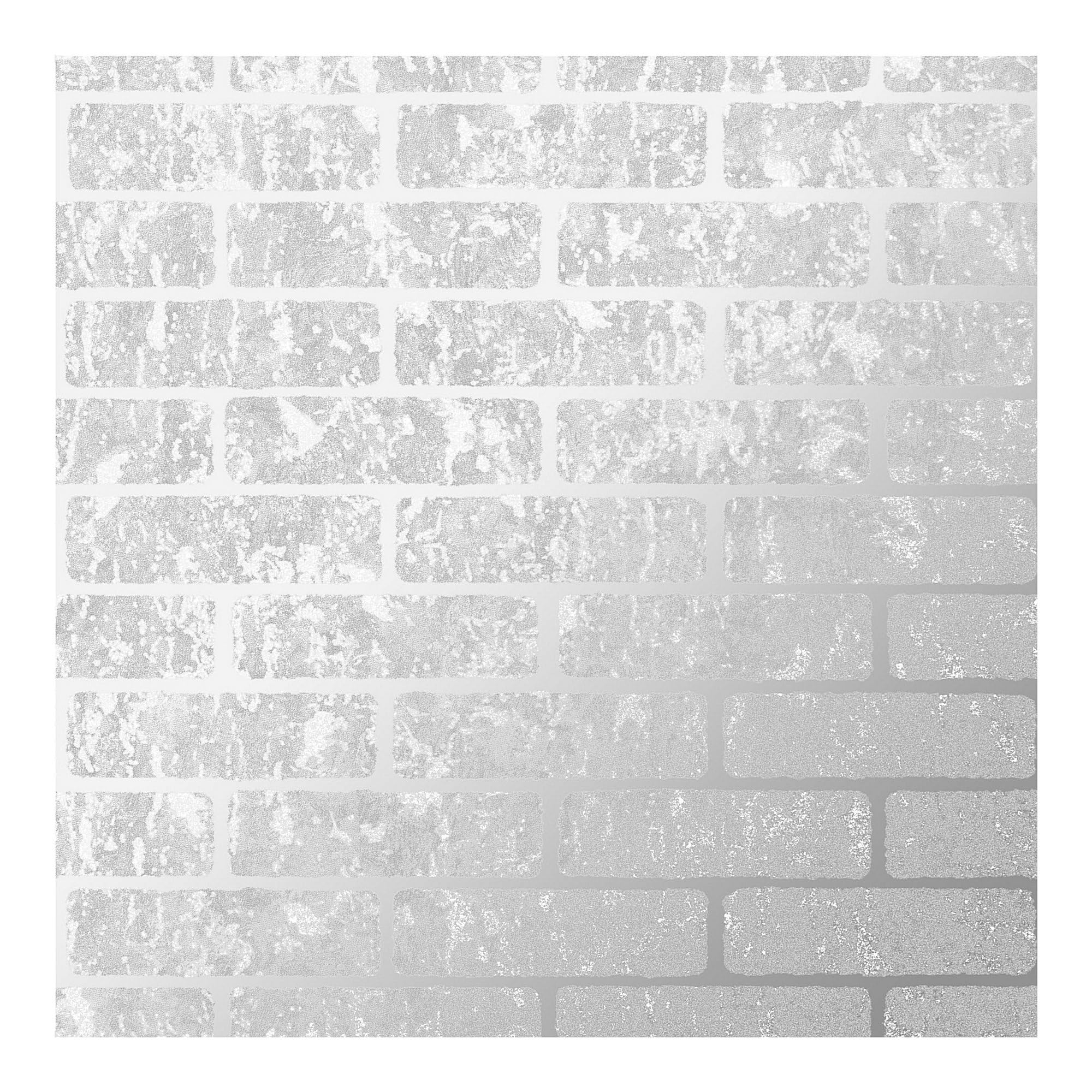 Superfresco Milan Brick Wallpaper - Silver - Tiled Wallpaper