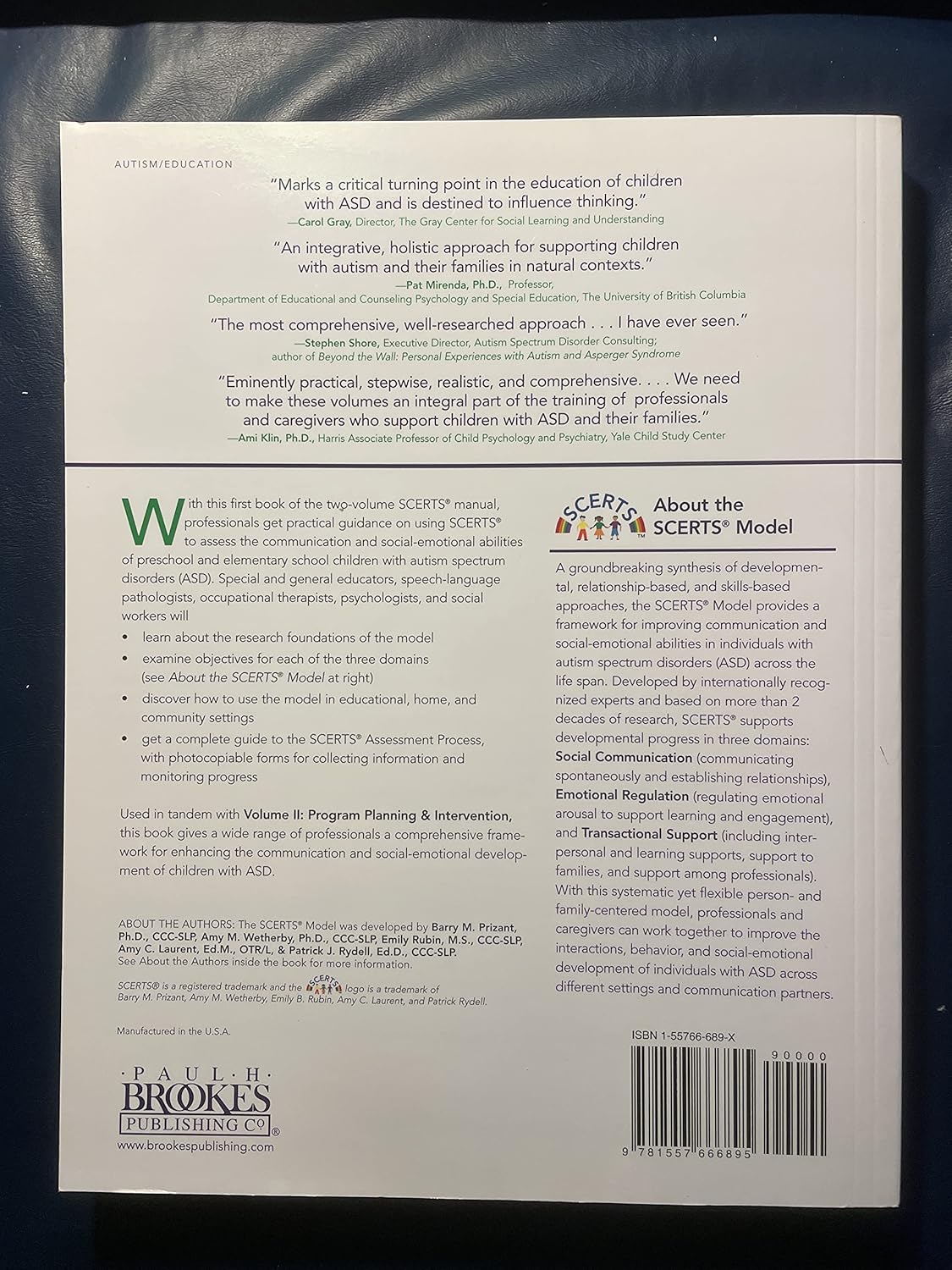 The Scerts Model Assessment: A Comprehensive Educational Approach for Young Children With Autism Spectrum Disorders@@ Vol. 1      Paperback – January 1, 2005