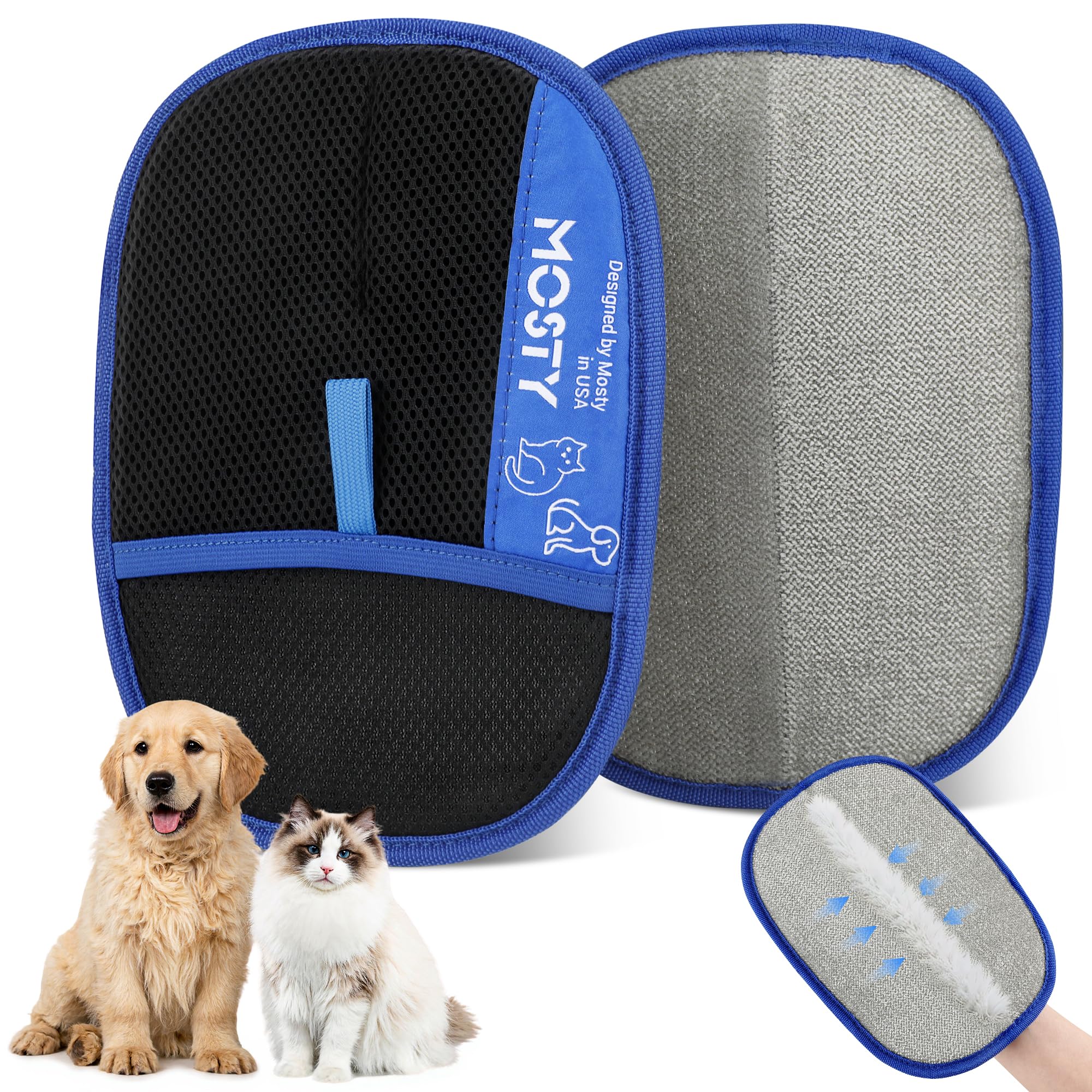 Pet Hair Removal Glove,Double Sided Electrostatic, Reusable Cat & Dog Hair Remover Mitt for Furniture, Couch, Carpet, Car Seat, Quick Cleaning