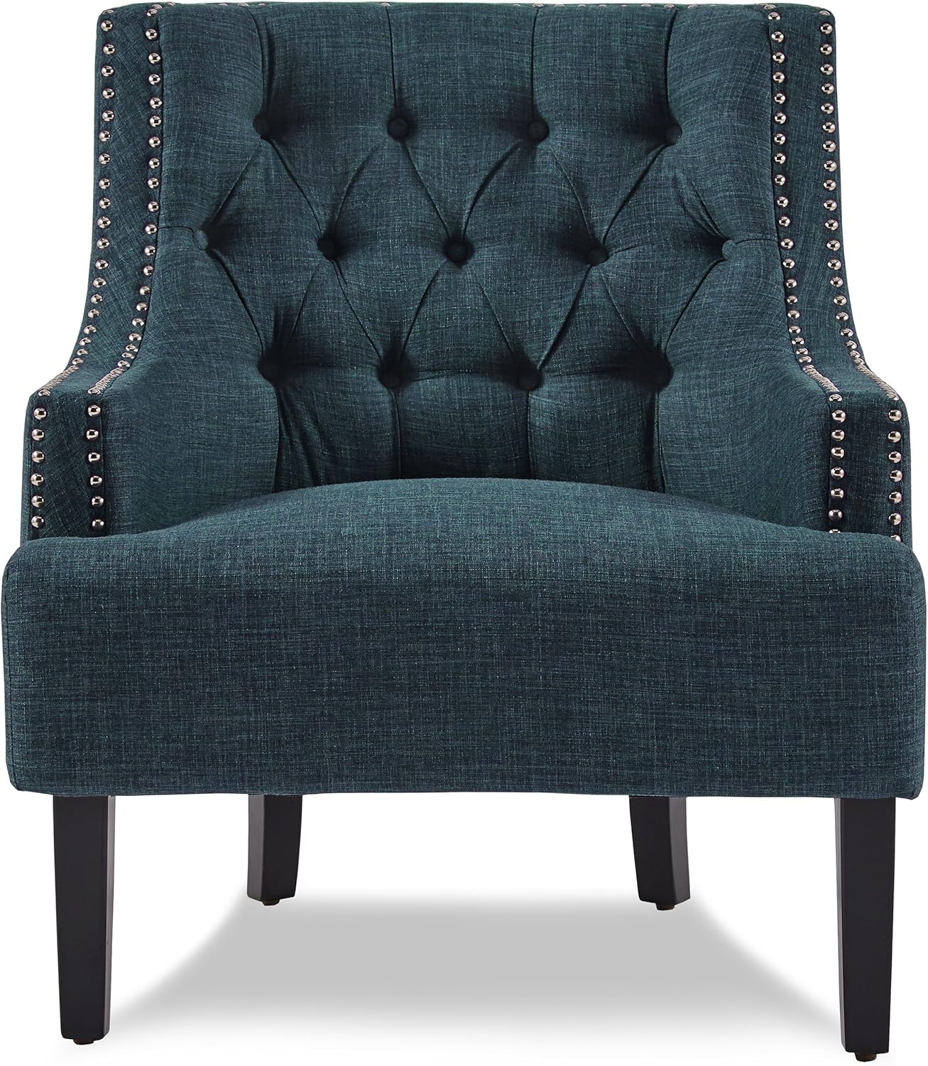 Indigo Transitional Accent Chair with Nailhead Trim and Tufted Back